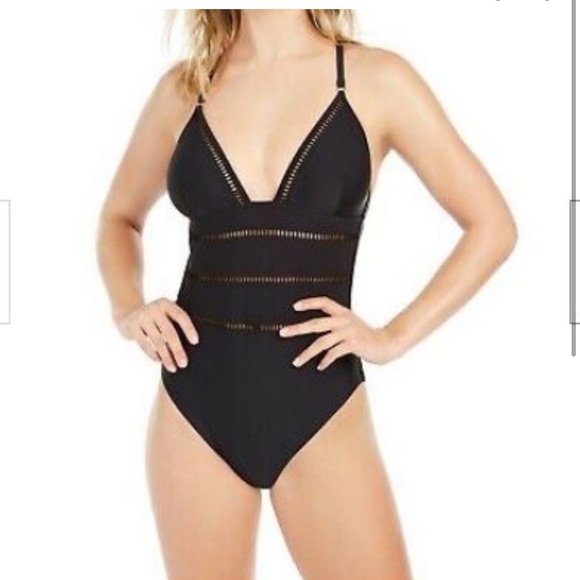 Bar III Cross-Back One-Piece Swimsuit Black S - Picture 2 of 2